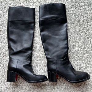 Christian  Louboutin tall black boots with 2" block heel, size 8